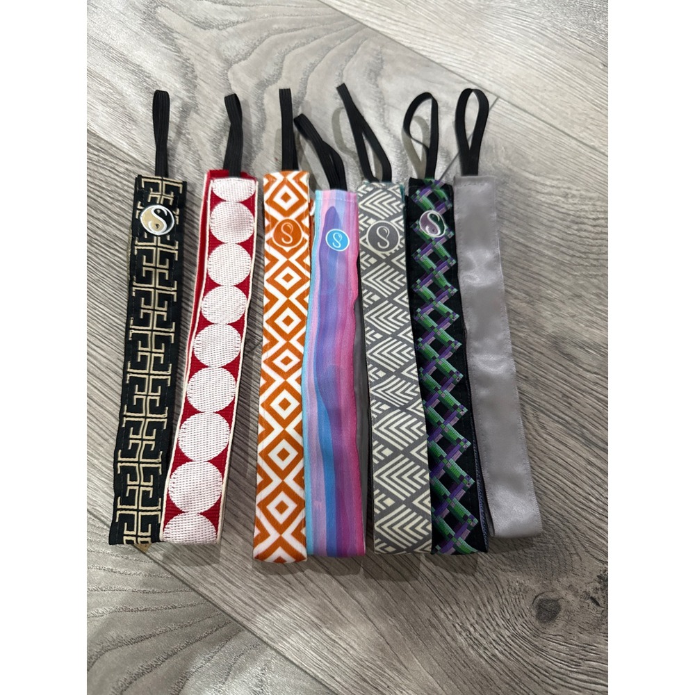 Sweaty Bands Non Slip Athletic Headband Bundle Lot of 7 Geometric Prints Velvet